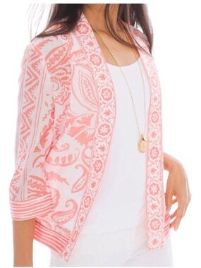 ☀️ Chico’s Border Print Kimono Jacket